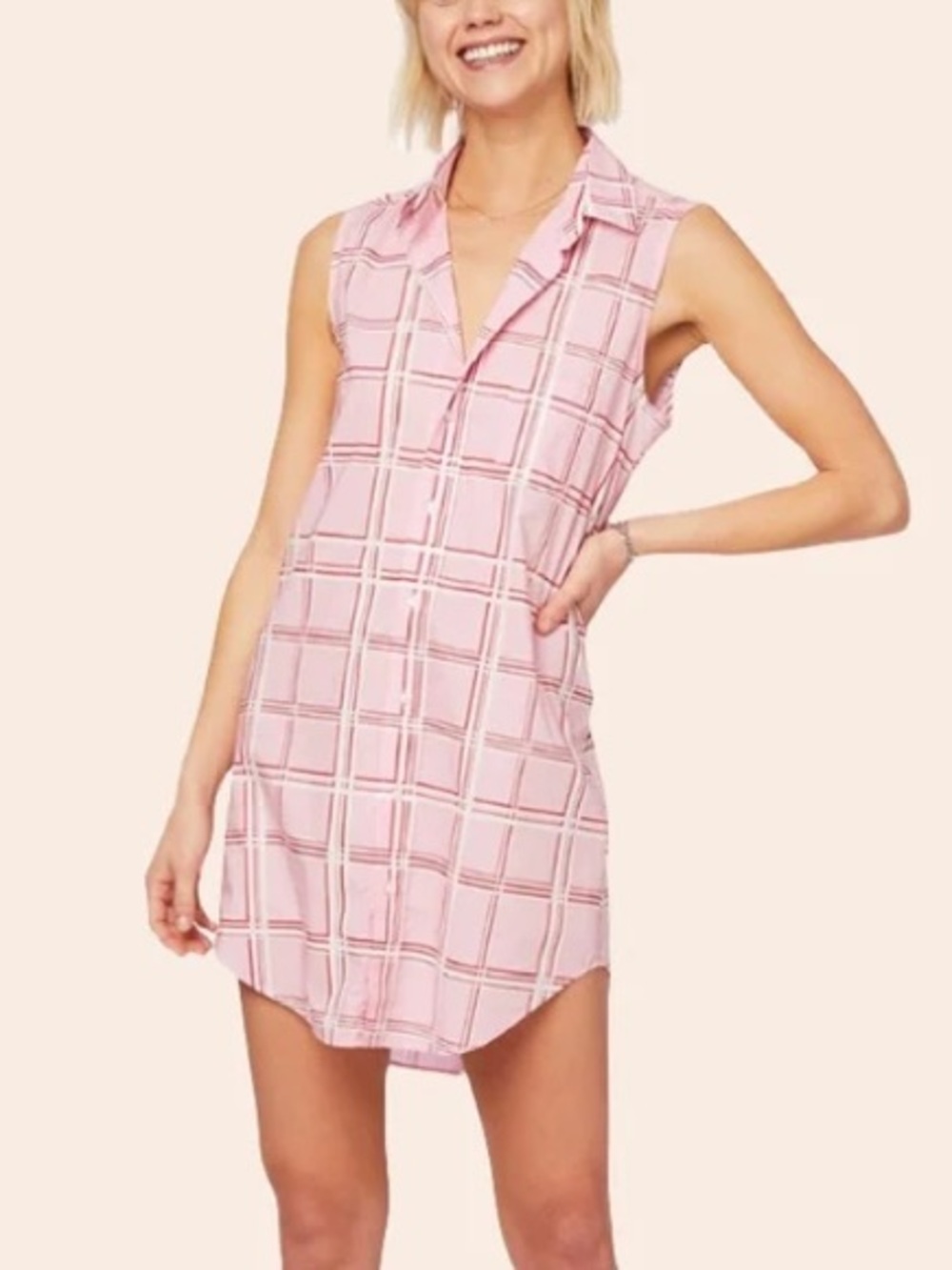 The Cat’s Pajamas Pretty in Pink Luxe Pima Sleeveless Night Shirt Size Large